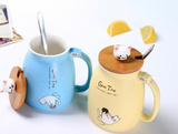 Kitty Creative Ceramic Coffee Mug and Tea Cup with Lid