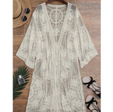 Kimono Style Embroidered Sheer Tunic (One-Size)