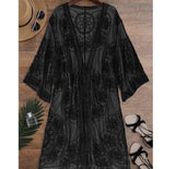 Kimono Style Embroidered Sheer Tunic (One-Size)