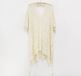 Knitted Crochet See-Through Kaftan with Tassels (One Size)