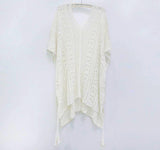 Knitted Crochet See-Through Kaftan with Tassels (One Size)