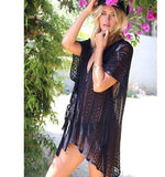 Knitted Crochet See-Through Kaftan with Tassels (One Size)