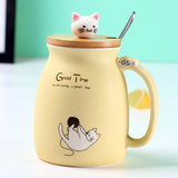 Kitty Creative Ceramic Coffee Mug and Tea Cup with Lid