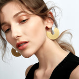 Dangle Hoop Earrings in Matte Gold
