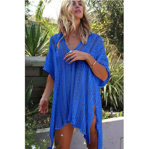 Knitted Crochet See-Through Kaftan with Tassels (One Size)