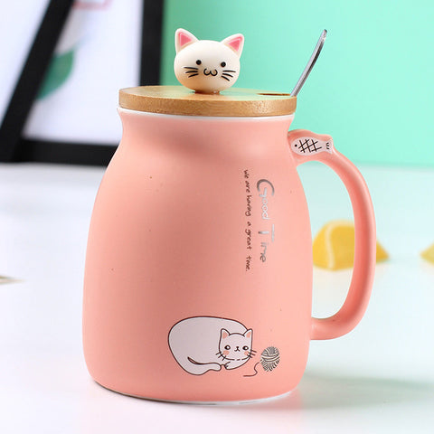 Kitty Creative Ceramic Coffee Mug and Tea Cup with Lid
